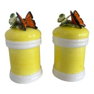 1960s Mid-Century Country Casual Butterfly Yellow Salt & Pepper Shakers Pair